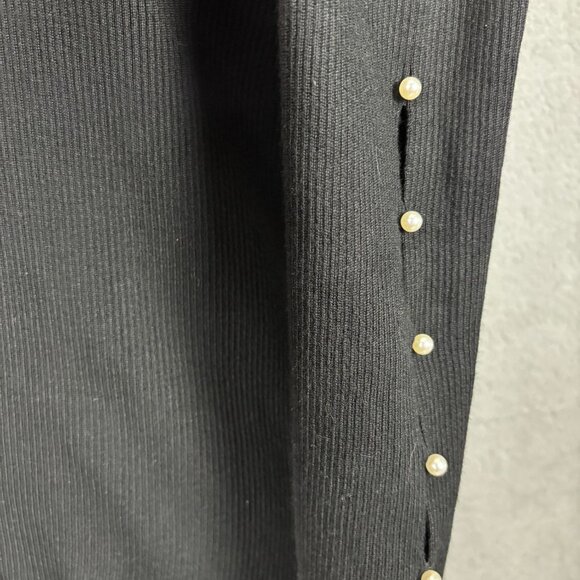 Hooked up by Iot  Juniors' Turtleneck Sweater faux pearl trims Black XL NWT's - Picture 5 of 8